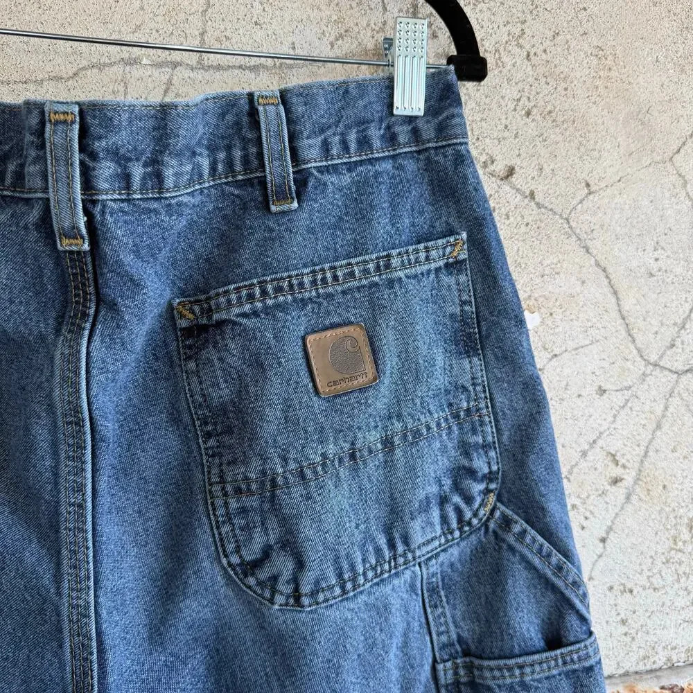 Y2K Carhartt Carpenter Jeans 36x30 Baggy Dunagree Fit Med‎ Wash Distressed Denim